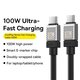 USB кабель Baseus Coolplay Series, 2xUSB тип-C, 200 см, 100 Вт, черный, силиконовый, #CAKW000301 Превью 2