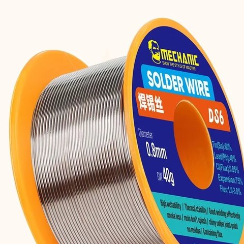 Estaño Mechanic DS6, Sn 60% , Pb 40%, flux 1-3%, 0,8 mm, 40 g Vista previa  2