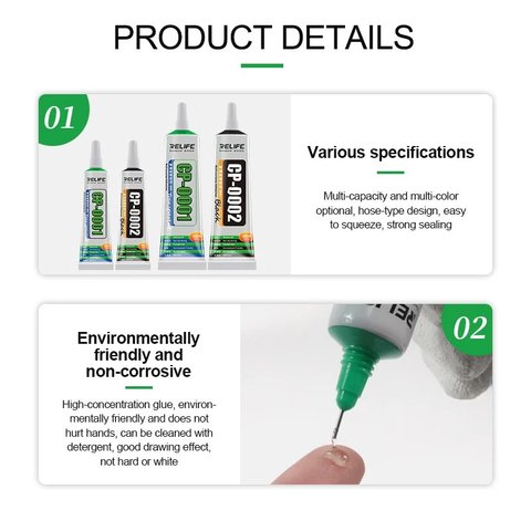 Adhesivos sellador RELIFE CP-0002, para pegar tapas traseras, para marcos de pantalla, 15 ml, negro Vista previa  5