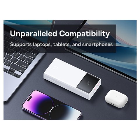 Power bank Baseus Star-Lord Digital, 20000 мАч, 65 Вт, белый, Power Delivery (PD), #P10022906213-00 Превью 1