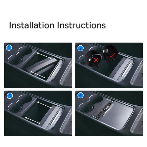 Автомобільний зарядний пристрій Baseus T-Space HUB for Tesla, чорне, сіре, Quick Charge, з кабелем, 45 Вт, 3 порта, 12-24 B, #B00051300111-00 Прев'ю 4