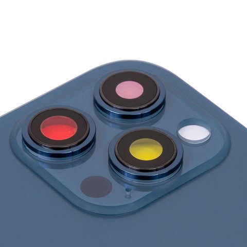 Задняя панель корпуса для iPhone 12 Pro Max, синяя, со стеклом камеры, small hole Превью 1