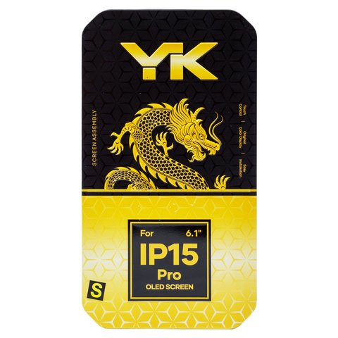 Дисплей для iPhone 15 Pro, чорний, з рамкою, High Copy, (OLED), YK OEM hard Прев'ю 2